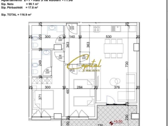 SHITE APARTAMENT 2+1+2 RRUGA DRITAN HOXHA 193.000 EURO