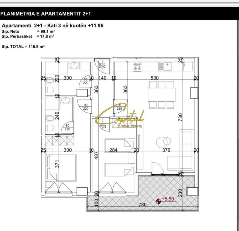 SHITE APARTAMENT 2+1+2 RRUGA DRITAN HOXHA 193.000 EURO