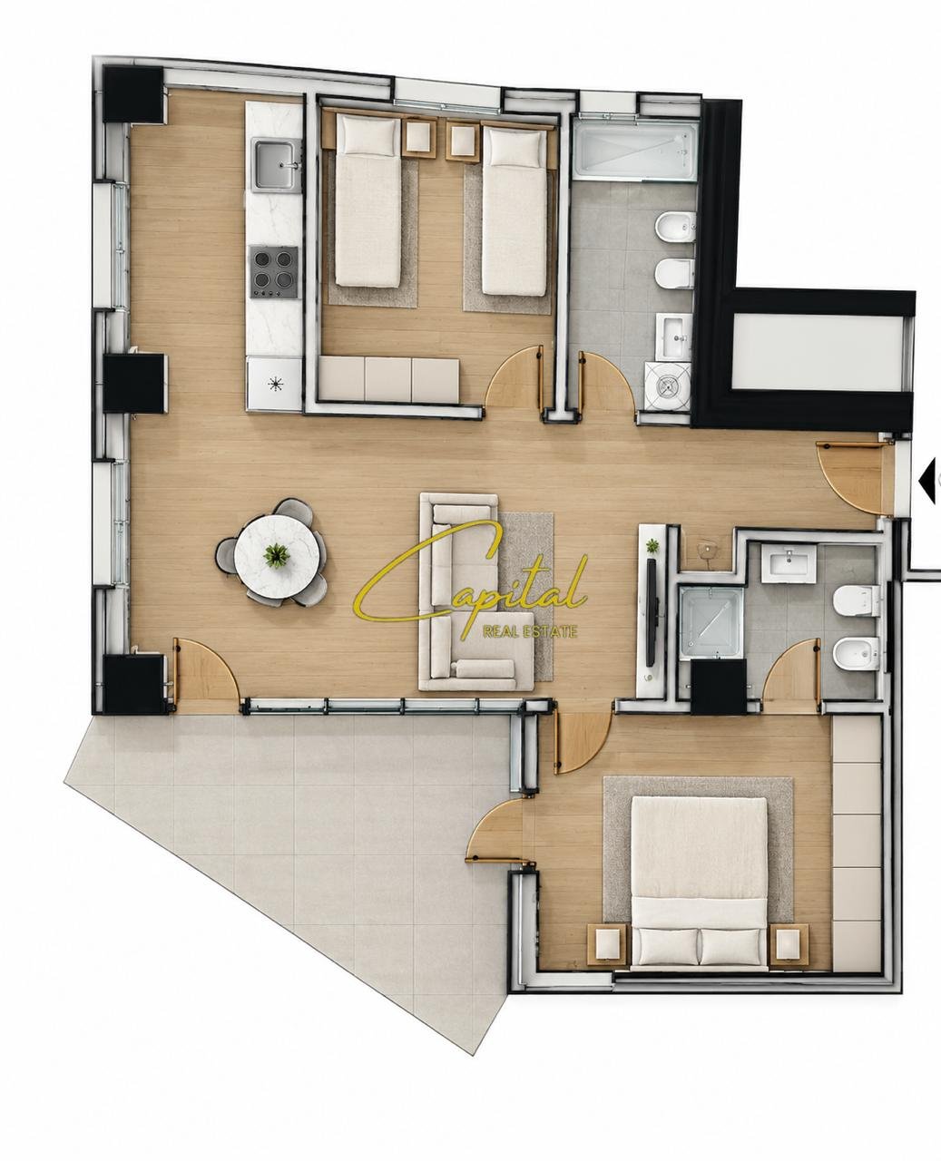 SHITET APARTAMENT 2+1 RIVER PARK RESIDENCE 115.000 EURO