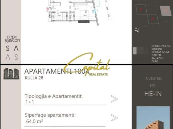 SHITET APARTAMENT 1+1 ISH SHESHI SHQIPONJA 107.824 EURO