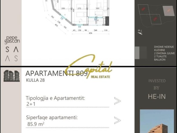 SHITET APARTAMENT 2+1 SHESHI SHQIPONJA 144.720 EURO
